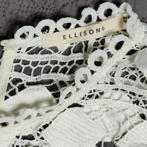 Ellison Crochet Blouse Top Bell Sleeves  Boho Cottagecore Off White Ivory Small - Picture 7 of 11